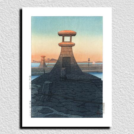 reproduction d'estampe de Kawase Hasui, Tadotsu, province de Sanuki, Sanshu Tadotsu