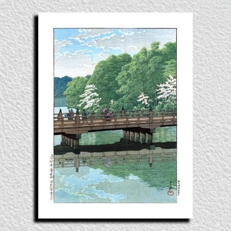 reproduction d'estampe de Kawase Hasui, Pont Akasaka Benkei, Akasaka Benkeibashi