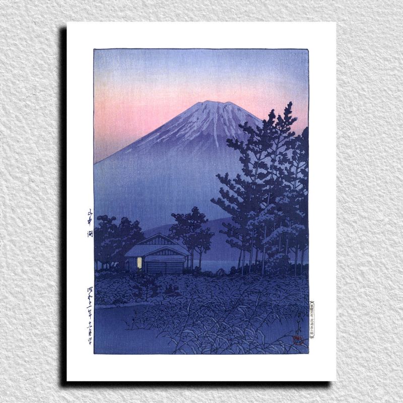 reproduccion impresa de Kawase Hasui, Lago Yamanaka, Yamanakako