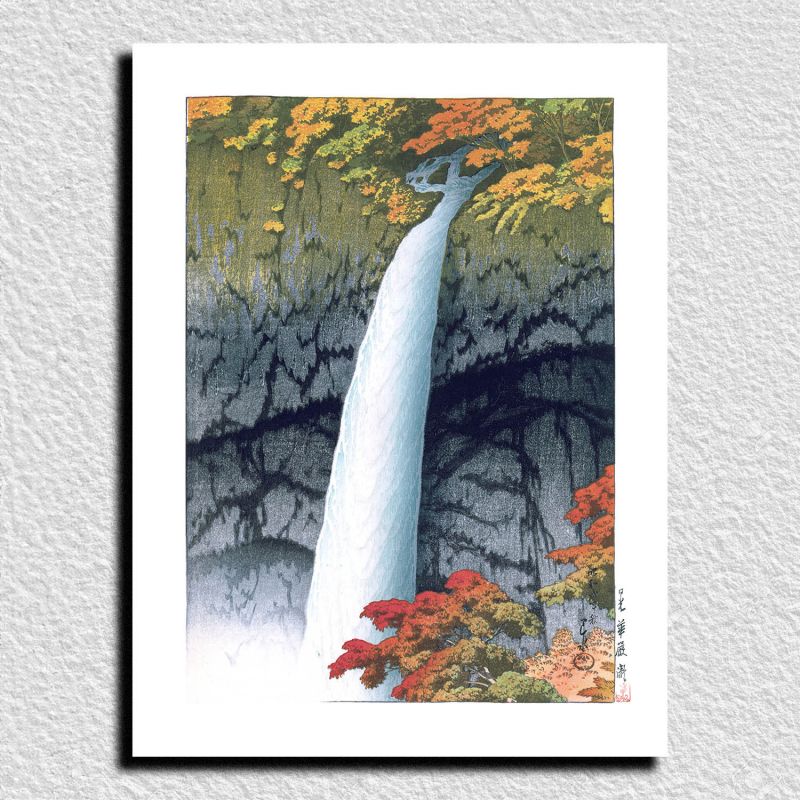 print reproduction of Kawase Hasui, Kegon, Nikko, Kagen taki waterfalls