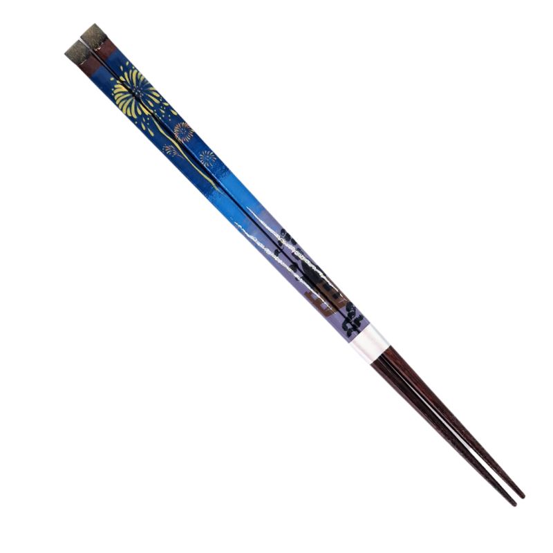 Pair of Japanese chopsticks in natural wood, Summer pattern, Yamato Summer, NATSU