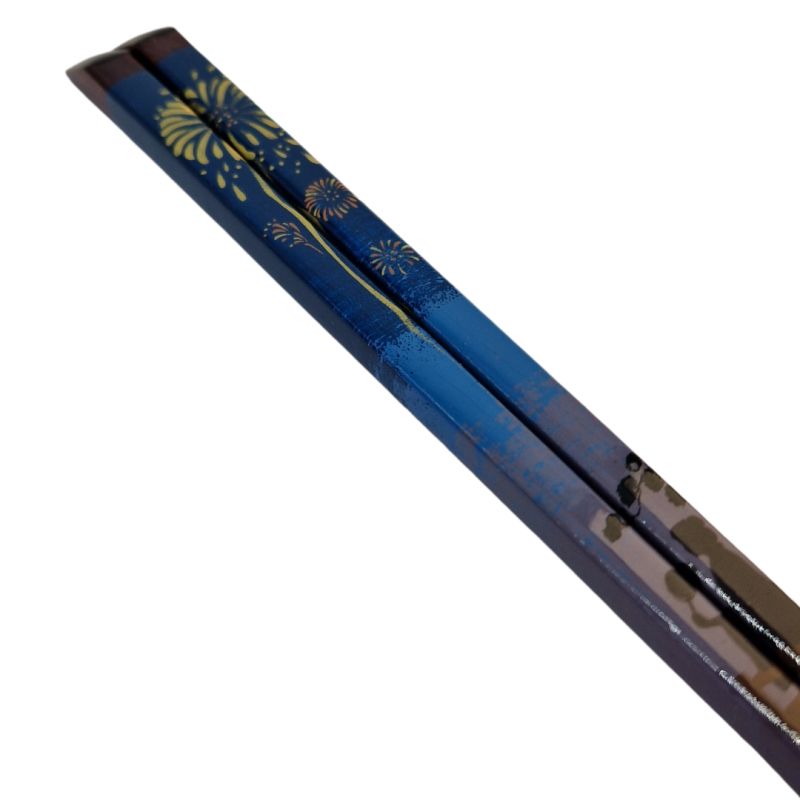 Pair of Japanese chopsticks in natural wood, Summer pattern, Yamato Summer, NATSU