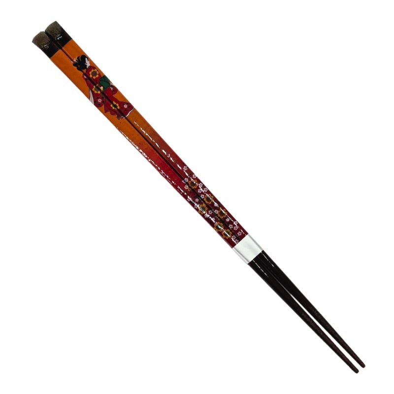 Pair of Japanese chopsticks in natural wood Spring pattern, Yamato Spring, HARU