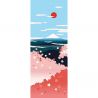 Toalla de algodón, TENUGUI, flores de cerezo y Monte Fuji