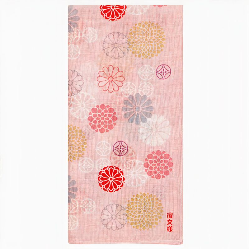 Japanese cotton handkerchief with Chrysanthemum pattern, KIKU