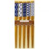 Juego de 5 pares de palillos japoneses negros con motivos azules, Shokkashi-Shiohaze, 22,5 cm