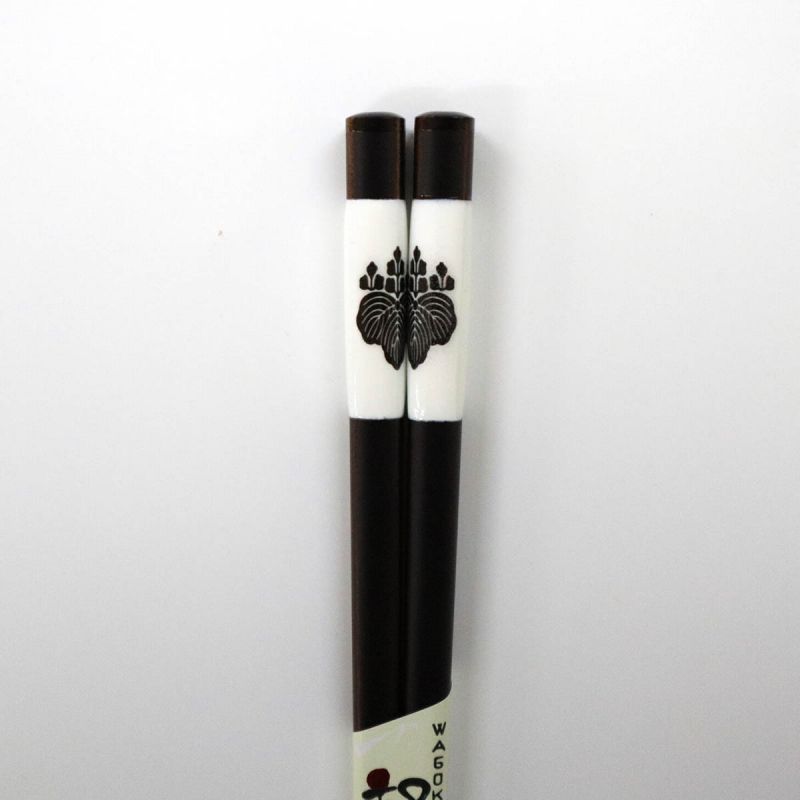 Par de palillos japoneses de madera - escudo familiar, familia Toyotomi