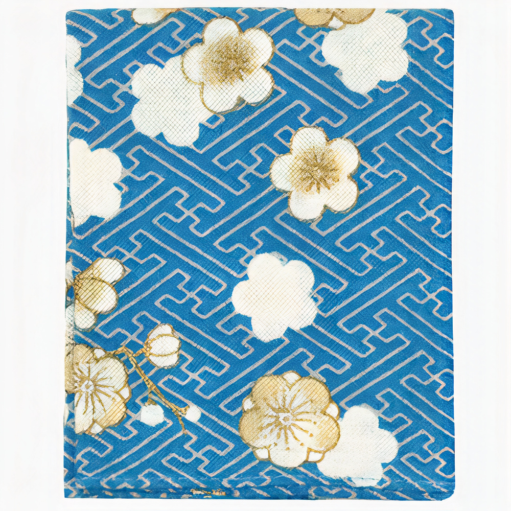 Japanese cotton handkerchief, plum blossoms, UME NO HANA