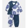 Ensemble Jinbei motif chrysanthèmes bleus , AOI KIKU