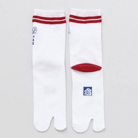 Chaussettes japonaises tabi SASHIKO DARUMA. Daruma brodé