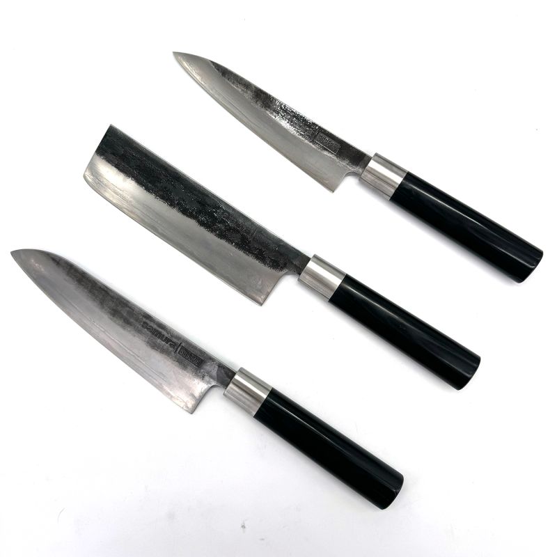 Scatola blu da 3 coltelli - Utility 162mm - Nakiri 171mm - Santoku 182mm - HAKO