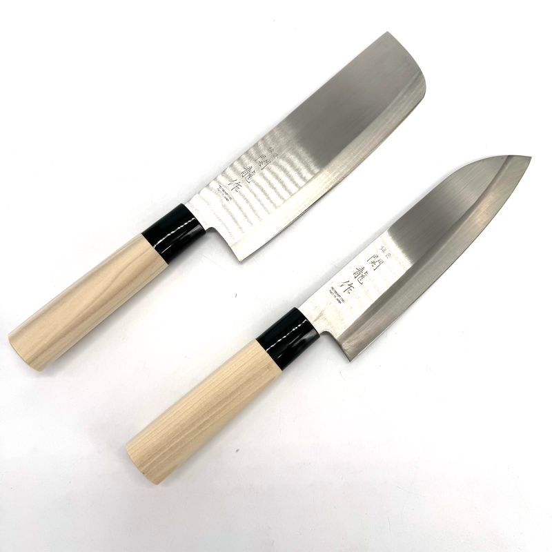 Duo of Japanese knives Nakiri and Santoku - SEKIRYU