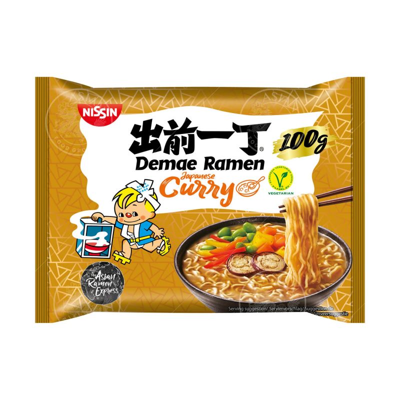 Instant Ramen noodles in a bag with curry flavored soup - DEMAE RAMEN