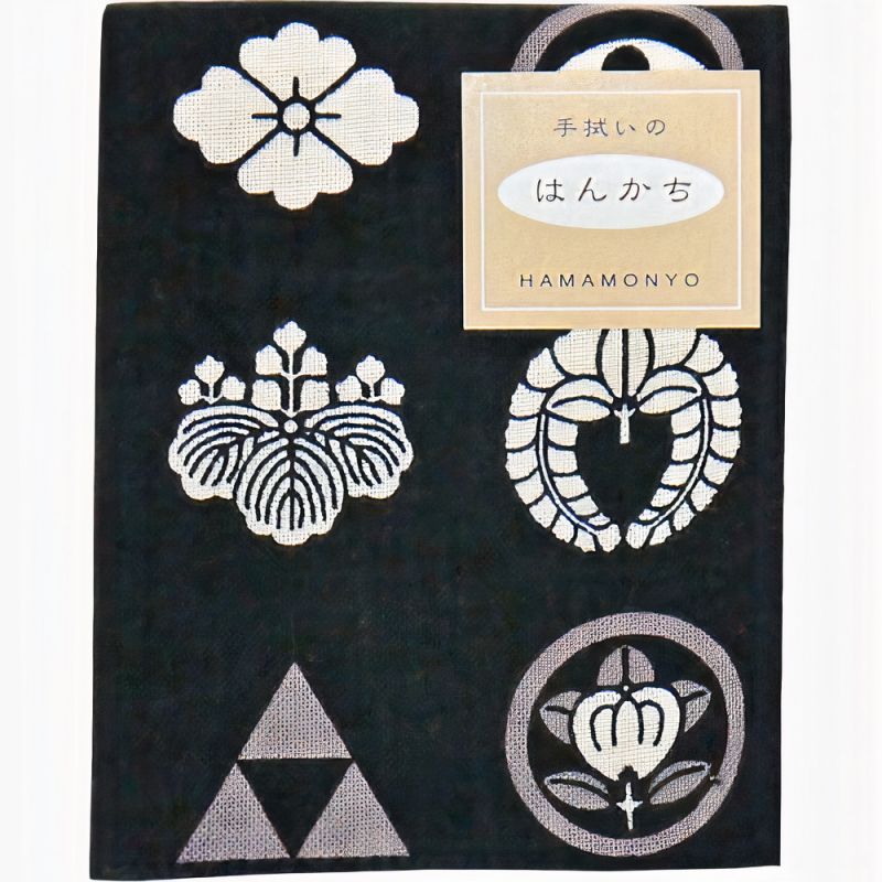 Japanisches Baumwolltaschentuch, schwarzes Abzeichen, BAJJI