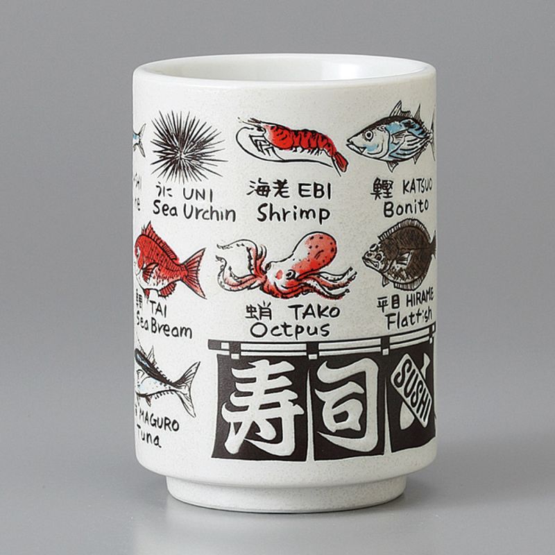 tazza di tè giapponese, SAKANA EIGO, disegni