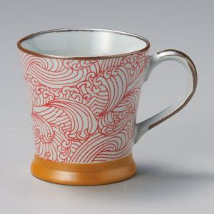 Mug japonais en céramique avec anse, Aranami Rouge