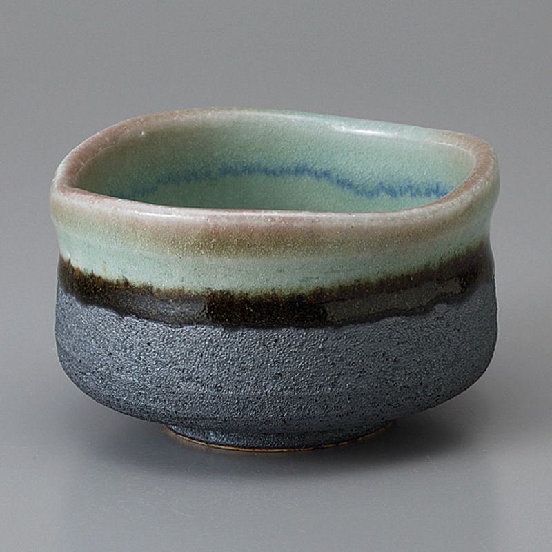 Schüssel für japanische Teezeremonie in Keramik, Blau, Braun und Grau - BURURAIN