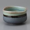 Cuenco para ceremonia del té japonesa en cerámica, azul, marrón y gris - BURURAIN