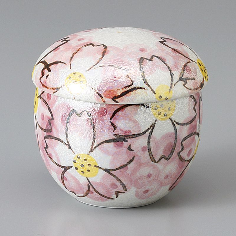 Tazza tradizionale con coperchio - CHAWANMUSHI - fiori iridescenti di sakura