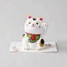 Chat manekineko porte-bonheur japonais en céramique - SHIROI NEKO