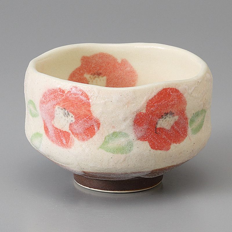 White ceramic flower bowl for tea ceremony - TSUBAKI