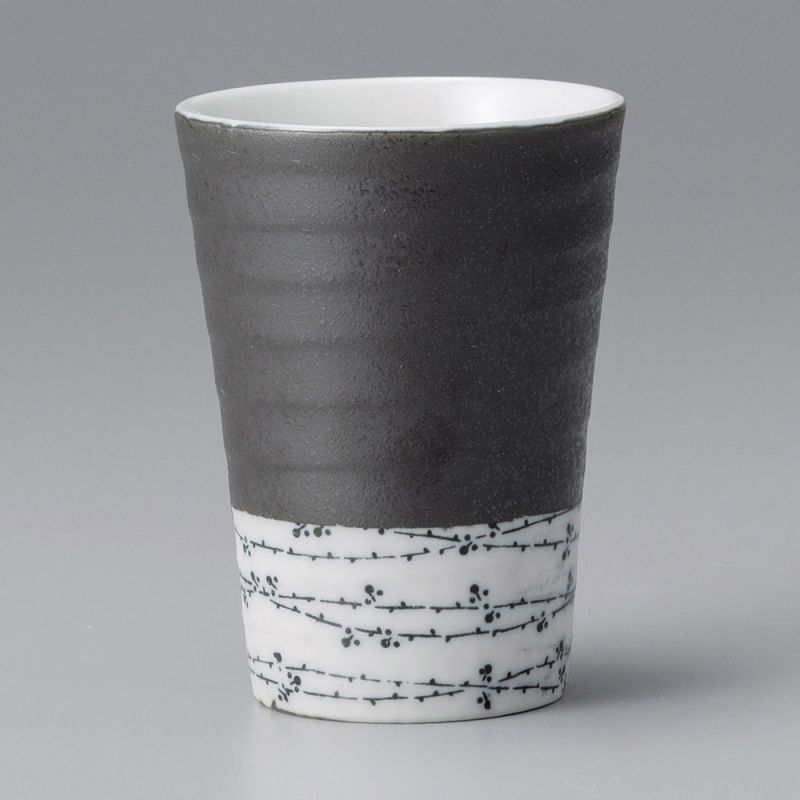 Tasse japonaise en céramique, ligne horizontale noir, OBIKOKASAN 