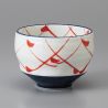 Tasse à thé japonaise en céramique, blanc et rouge, silhouettes oiseaux - TORI
