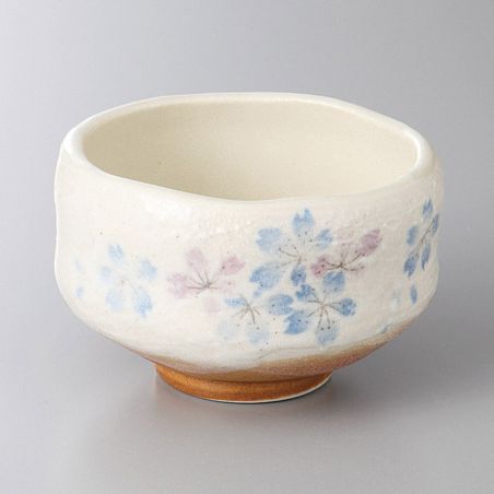 bol japonais pour cérémonie du thé en céramique, SAKURA, bleu