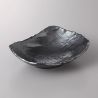 Black japanese soup plate, HANSHA, silver highlights