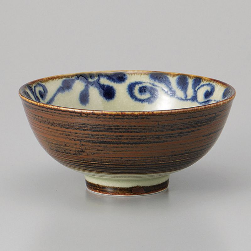 Ciotola di riso in ceramica giapponese, marrone e beige - GYO