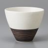 Set of 3 ceramic tea cups, brick red, black, white - TORIKORORU