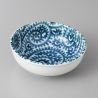 Set of 2 KARAKUSA Japanese ceramic sauce bowls, blue patterns