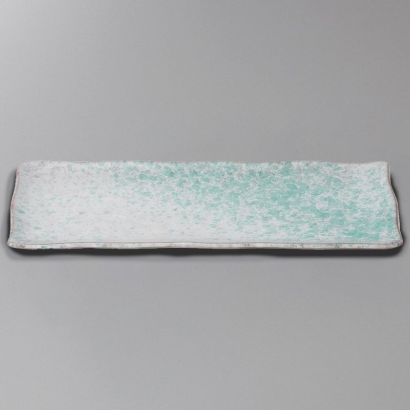 Kleiner rechteckiger japanischer Keramikteller mit grüner Glasur, - AOI AISHINGU
