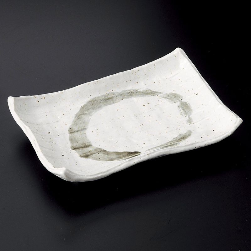 Japanese rectangular sushi plate, BURASHI, white