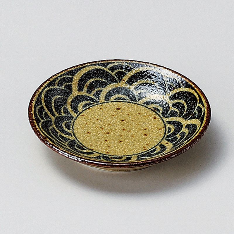 Piatto piccolo giapponese in ceramica nera e marrone - KUROI NAMI