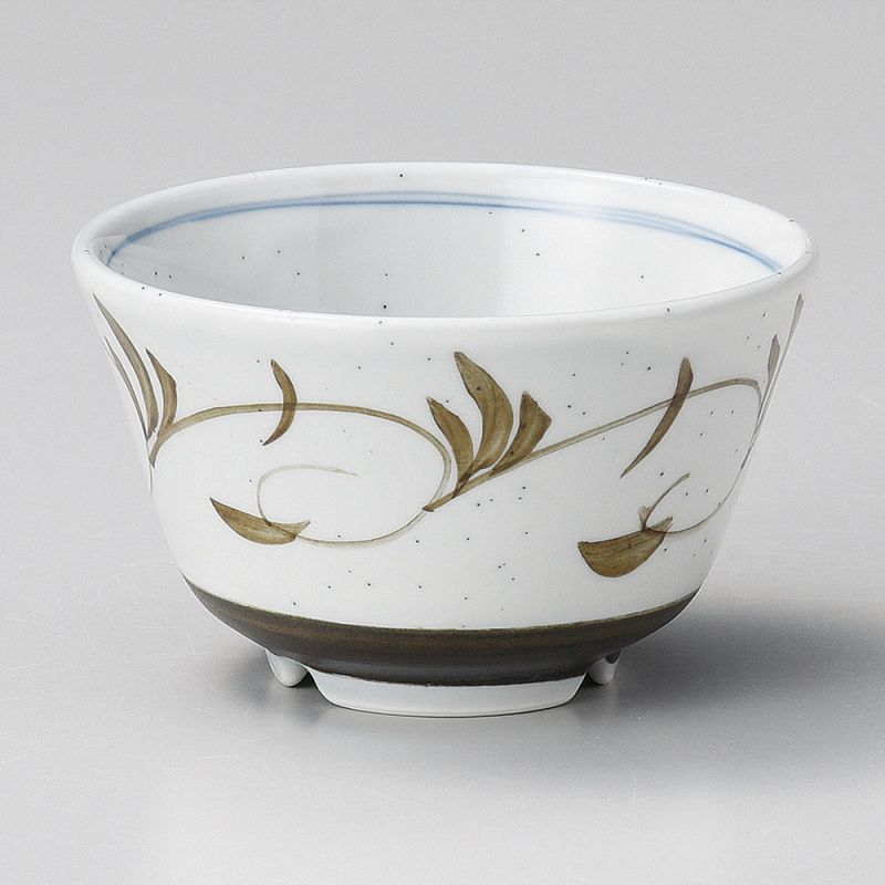 Taza de té de cerámica japonesa, arabescos grises y marrones - ARABESUKU