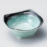 Plato pequeño de cerámica japonesa, azul mate, borde negro - TSUYAKESHI
