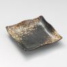 Japanische Platte aus gesprenkelter brauner Keramik - HANTEN