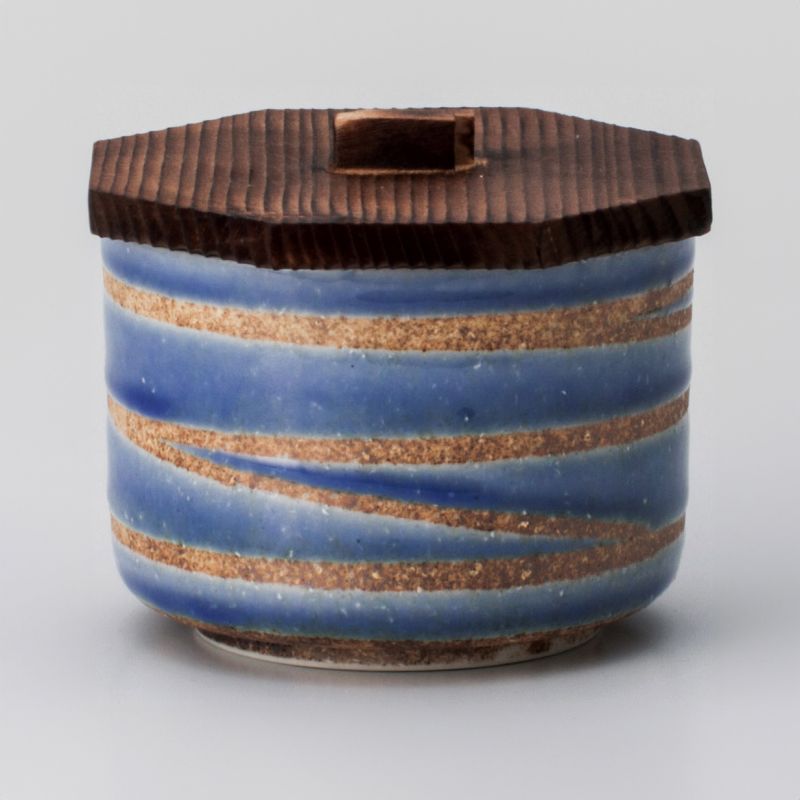 Japanische Keramikschale mit Holzdeckel