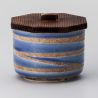 Cuenco de cerámica japonés con tapa de madera.