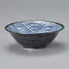 Japanese blue ceramic ramen bowl, SEIGAIHA