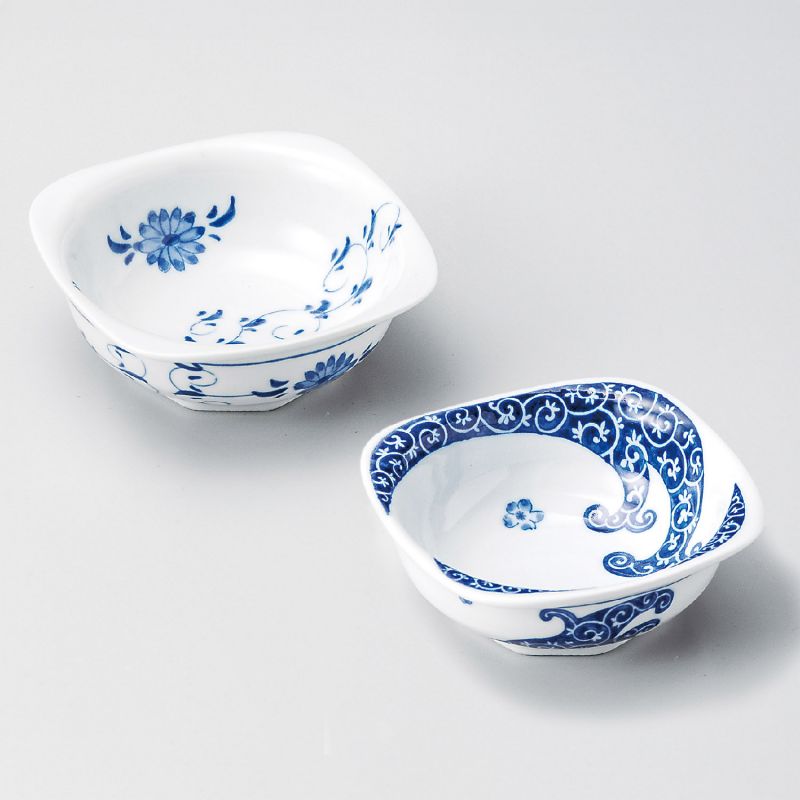 Dúo de tazas de cerámica blanca y azul - SAMAZAMANA PATAN