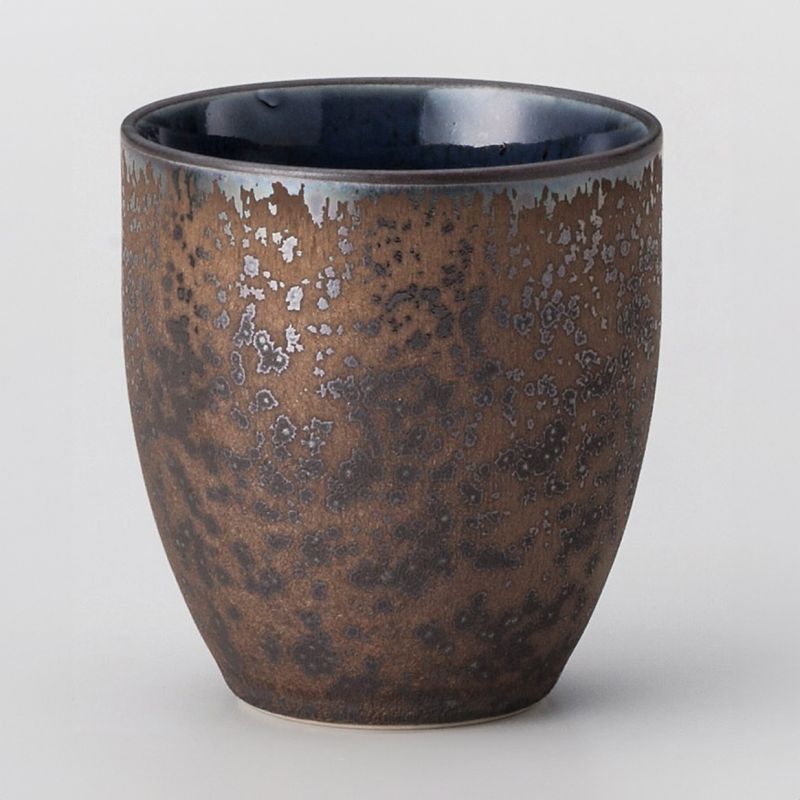 Tazza da tè in ceramica giapponese, marrone, effetto metallico, METARIKKU