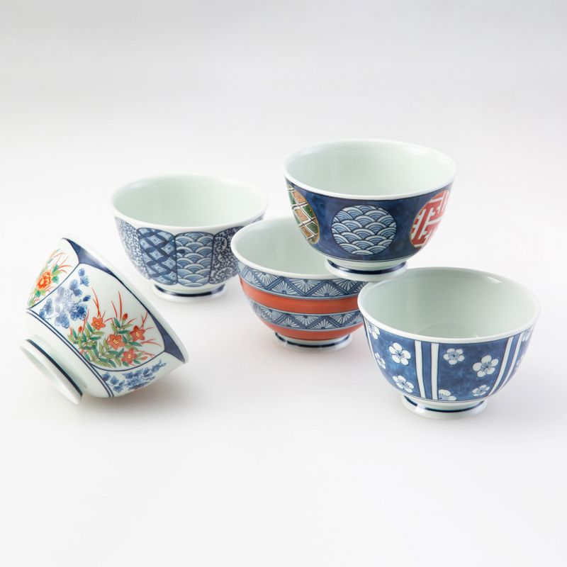 Juego de 5 tazones de té de cerámica japonesa - HASAMI 2