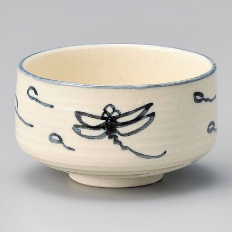 Japanese bowl for ceramic tea ceremony, Dragonfly, TOMBO