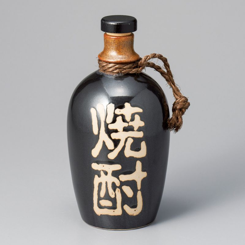 bouteille pour spiritueux japonais 1,1lt TENMOKU KESSHO, noir et kanji