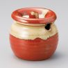 Mustard or sauce pot with lid, orange, POTTO