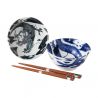 Set mit 2 japanischen Keramikschalen - AO TO KURO RYU