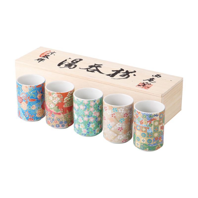 Juego de 5 tazas de té de cerámica japonesa - KYO YUZEN YUGO