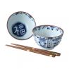 Set de 2 bols bleus japonais en céramique - KISSHO AIZOME KOBO